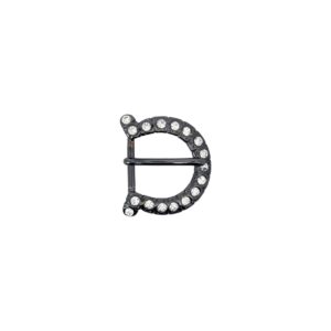 Hebilla 25mm negro con strass 9099